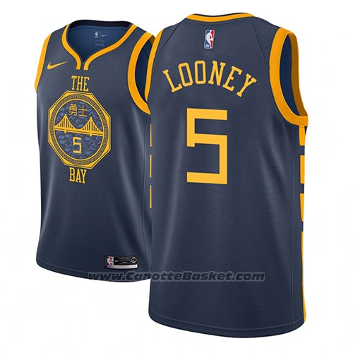 Maglia Golden State Warriors Kevon Looney #5 Citta 2018-19 Blu